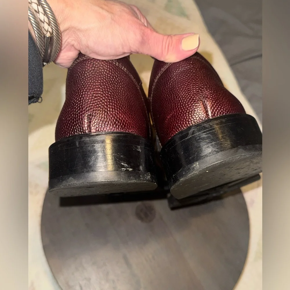 Dolce & Gabbana Burgundy Pebbled Leather Derby Shoes Vibram Sole Size 12 - Picture 6 of 8